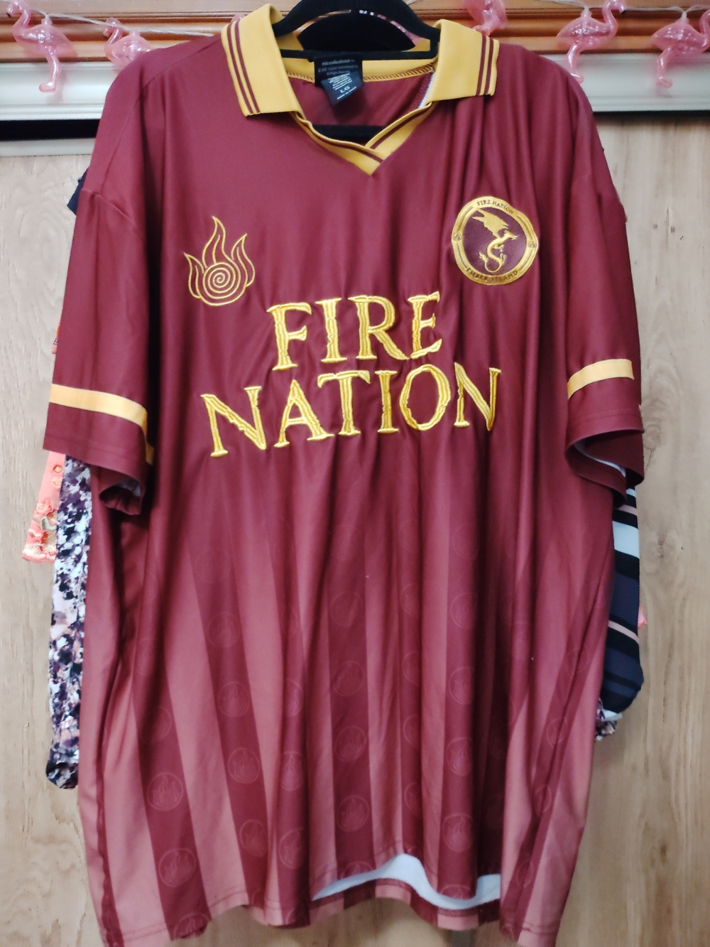 Fire Nation Avatar Men’s Jersey Shirt - Burgundy with Gold Accents